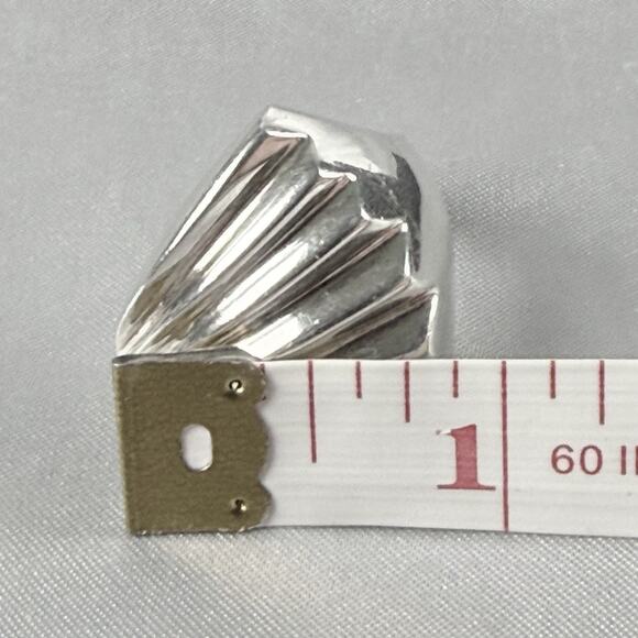 Vintage Taxco Mexico 925 Sterling Silver Ring Ribbed Dome Fan TV-111 Size 5 - Picture 8 of 16